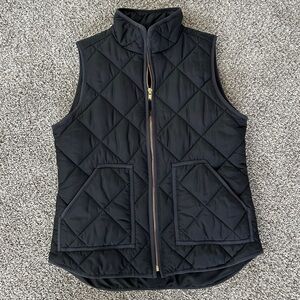 J. Crew Mercantile Solid Black Diamond Quilted Insulated Zip Front Vest Sz Small